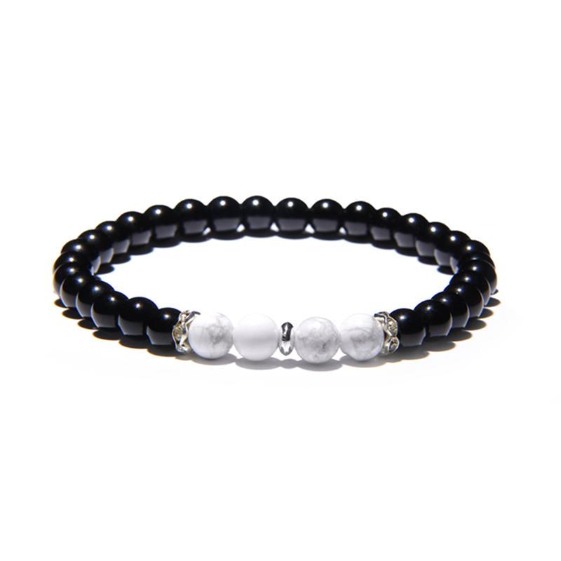 Black Onyx Stone Beaded Bracelet Turquoises Strand Bangle Buddha Jewelry-Bracelet-Rossny