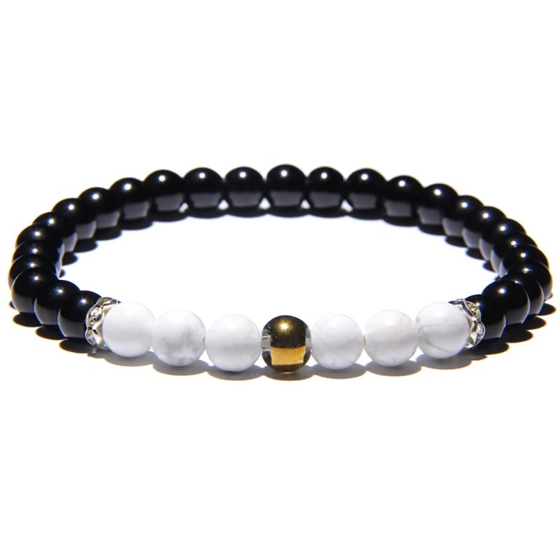 Black Onyx Stone Beaded Bracelet Turquoises Strand Bangle Buddha Jewelry-Bracelet-Rossny