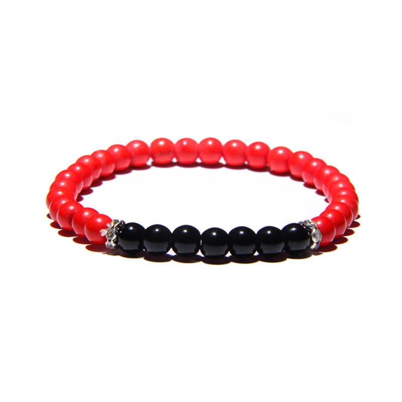 Black Onyx Stone Beaded Bracelet Turquoises Strand Bangle Buddha Jewelry-Bracelet-Rossny