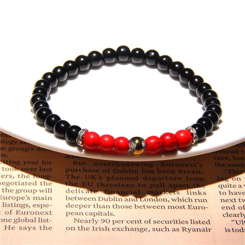 Black Onyx Stone Beaded Bracelet Turquoises Strand Bangle Buddha Jewelry-Bracelet-Rossny
