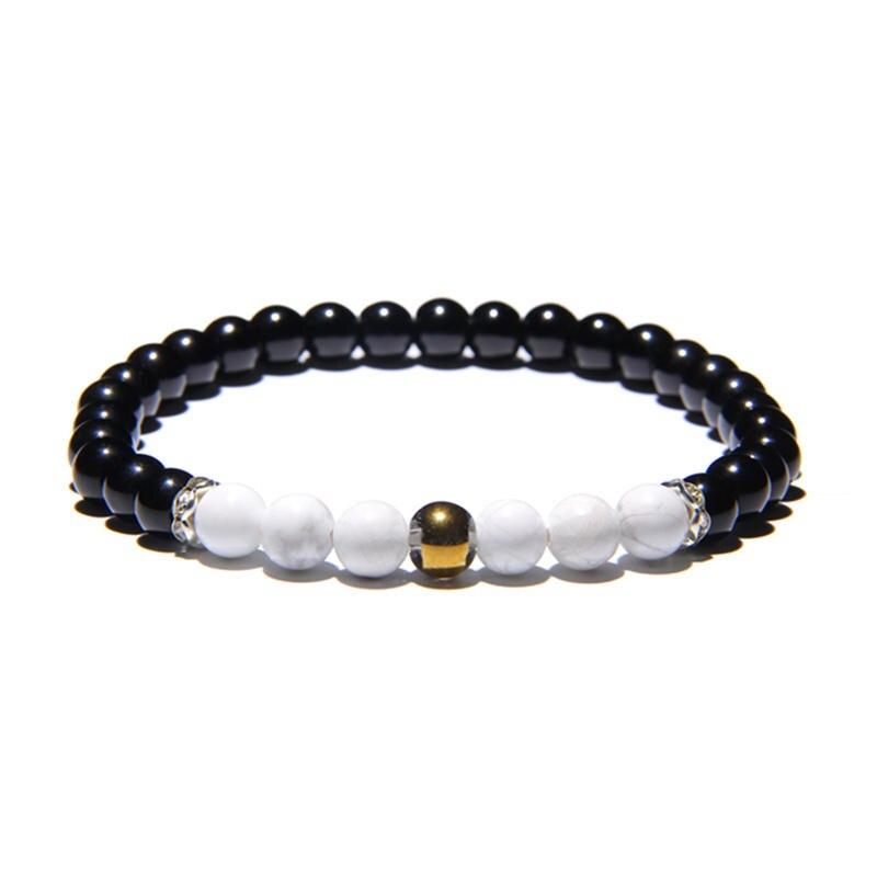 Black Onyx Stone Beaded Bracelet Turquoises Strand Bangle Buddha Jewelry-Bracelet-Rossny