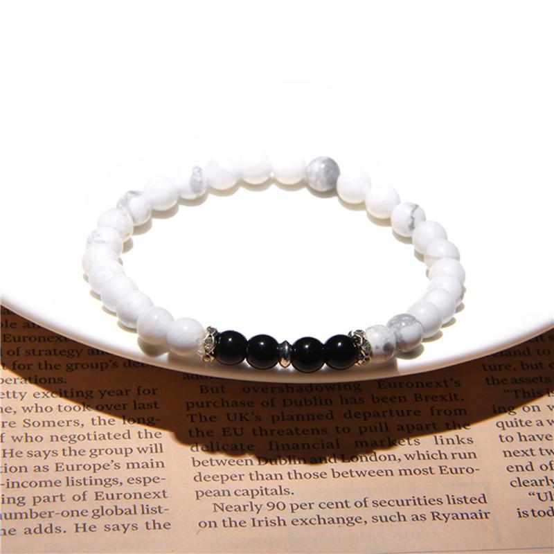 Black Onyx Stone Beaded Bracelet Turquoises Strand Bangle Buddha Jewelry-Bracelet-Rossny