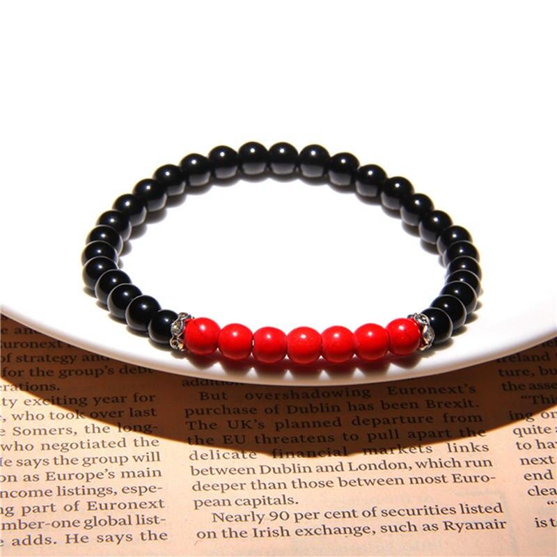 Black Onyx Stone Beaded Bracelet Turquoises Strand Bangle Buddha Jewelry-Bracelet-Rossny
