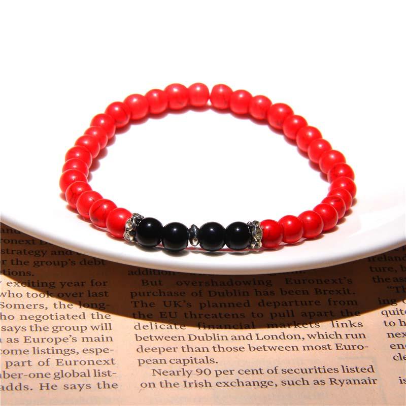 Black Onyx Stone Beaded Bracelet Turquoises Strand Bangle Buddha Jewelry-Bracelet-Rossny