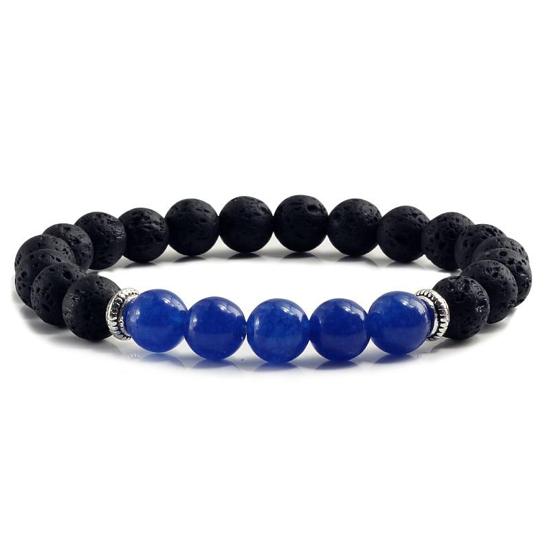 Volcanic Bracelets Chakra Balance Beads Black Lava Turquoises Strand Bangle Buddha Jewelry-Bracelet-Rossny