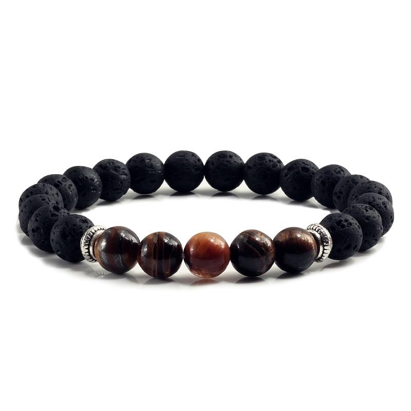 Volcanic Bracelets Chakra Balance Beads Black Lava Turquoises Strand Bangle Buddha Jewelry-Bracelet-Rossny