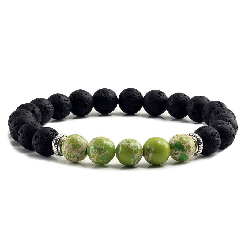 Volcanic Bracelets Chakra Balance Beads Black Lava Turquoises Strand Bangle Buddha Jewelry-Bracelet-Rossny