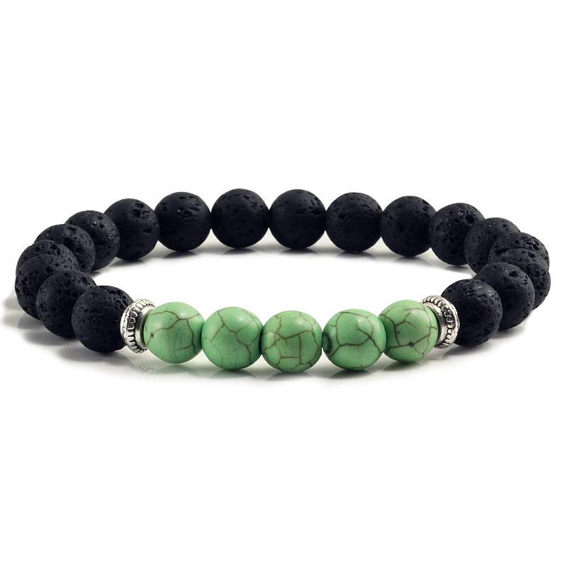 Volcanic Bracelets Chakra Balance Beads Black Lava Turquoises Strand Bangle Buddha Jewelry-Bracelet-Rossny