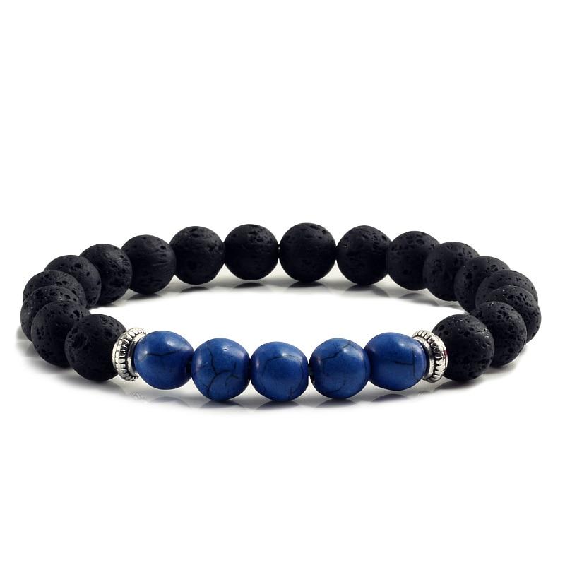 Volcanic Bracelets Chakra Balance Beads Black Lava Turquoises Strand Bangle Buddha Jewelry-Bracelet-Rossny