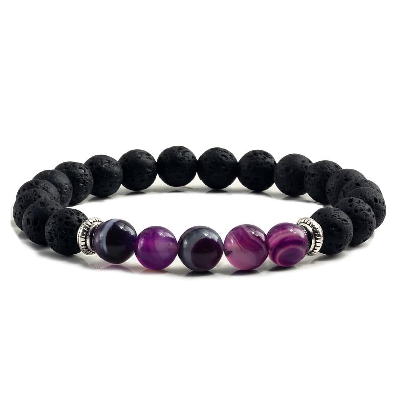 Volcanic Bracelets Chakra Balance Beads Black Lava Turquoises Strand Bangle Buddha Jewelry-Bracelet-Rossny