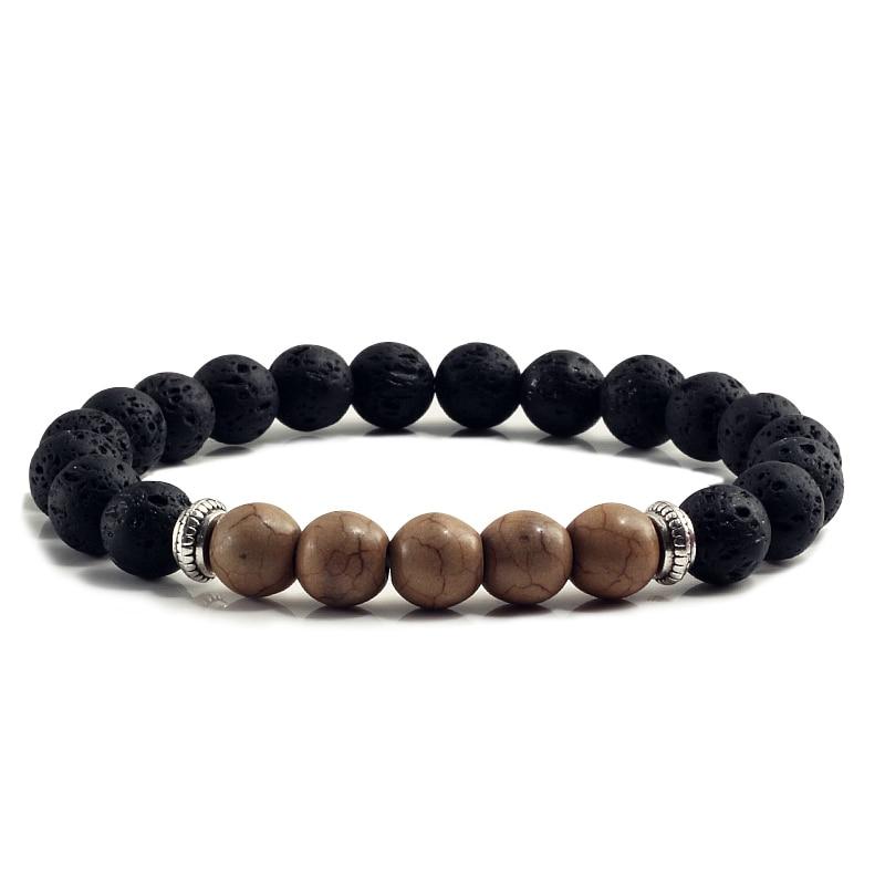 Volcanic Bracelets Chakra Balance Beads Black Lava Turquoises Strand Bangle Buddha Jewelry-Bracelet-Rossny