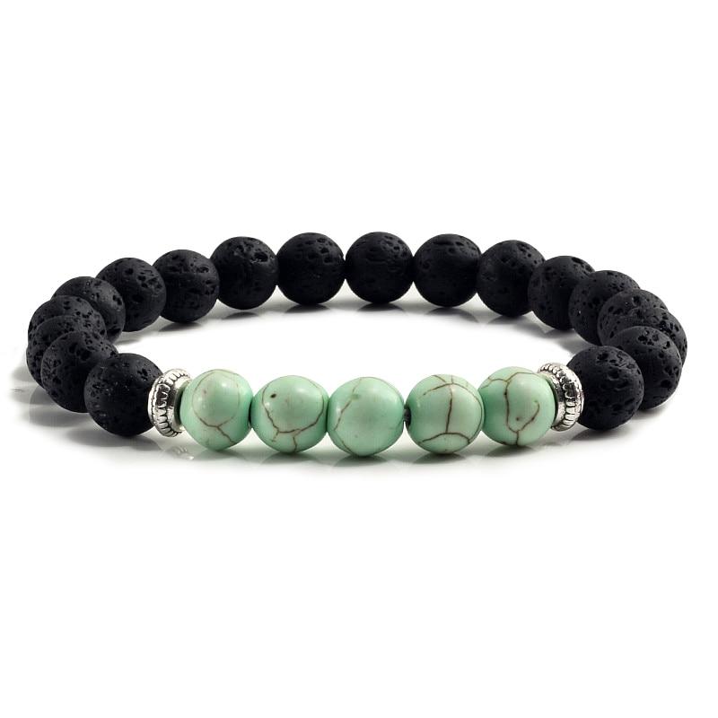 Volcanic Bracelets Chakra Balance Beads Black Lava Turquoises Strand Bangle Buddha Jewelry-Bracelet-Rossny