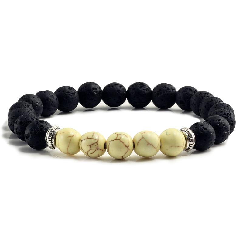 Volcanic Bracelets Chakra Balance Beads Black Lava Turquoises Strand Bangle Buddha Jewelry-Bracelet-Rossny