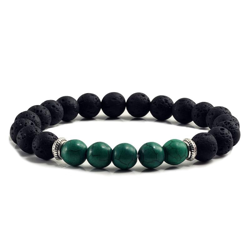 Volcanic Bracelets Chakra Balance Beads Black Lava Turquoises Strand Bangle Buddha Jewelry-Bracelet-Rossny