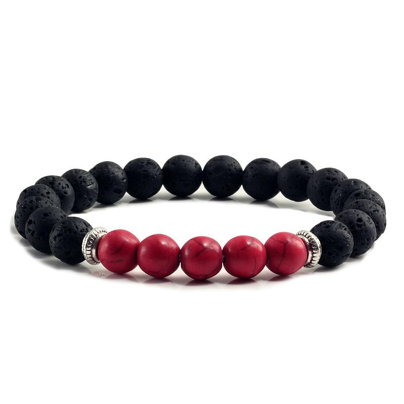 Volcanic Bracelets Chakra Balance Beads Black Lava Turquoises Strand Bangle Buddha Jewelry-Bracelet-Rossny