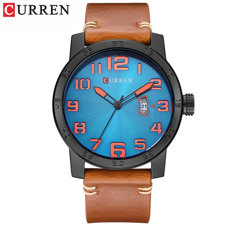 YSYH Leather Strap Quartz-Watches Sport Men's Wristwatch Calendar Casual Male Clock