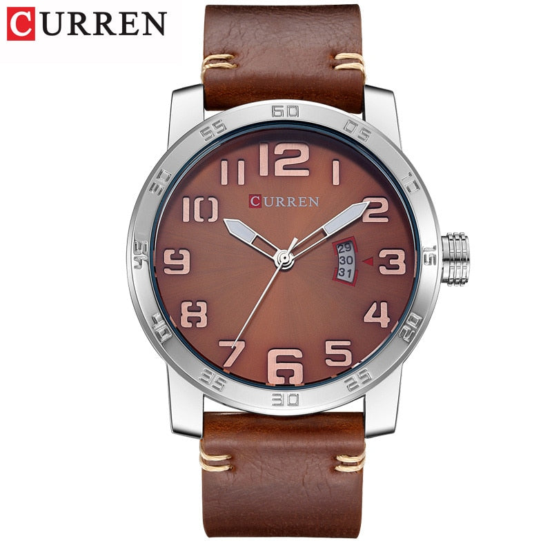 YSYH Leather Strap Quartz-Watches Sport Men's Wristwatch Calendar Casual Male Clock