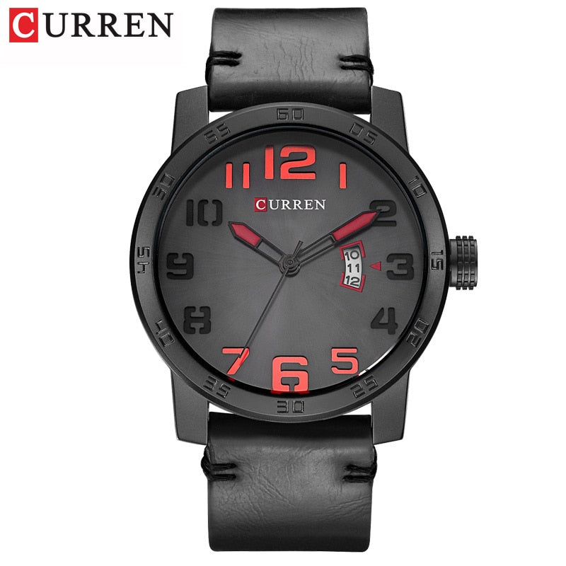 YSYH Leather Strap Quartz-Watches Sport Men's Wristwatch Calendar Casual Male Clock