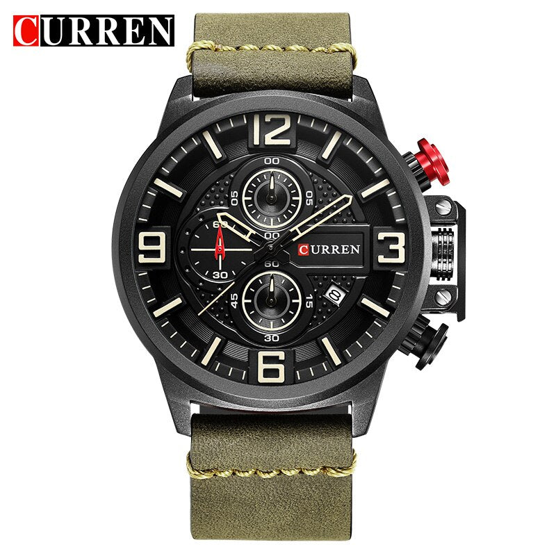 Men's Watch YSYH Brand Luxury Chronograph Quartz Sports Wristwatch High Quality Leather Strap Date Male Clock