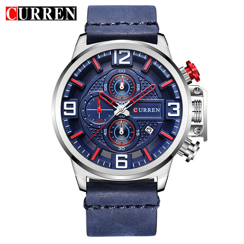 Men's Watch YSYH Brand Luxury Chronograph Quartz Sports Wristwatch High Quality Leather Strap Date Male Clock