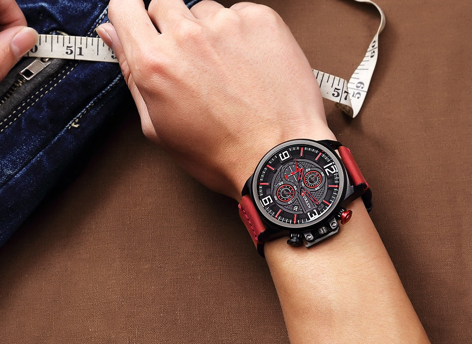 Men's Watch YSYH Brand Luxury Chronograph Quartz Sports Wristwatch High Quality Leather Strap Date Male Clock