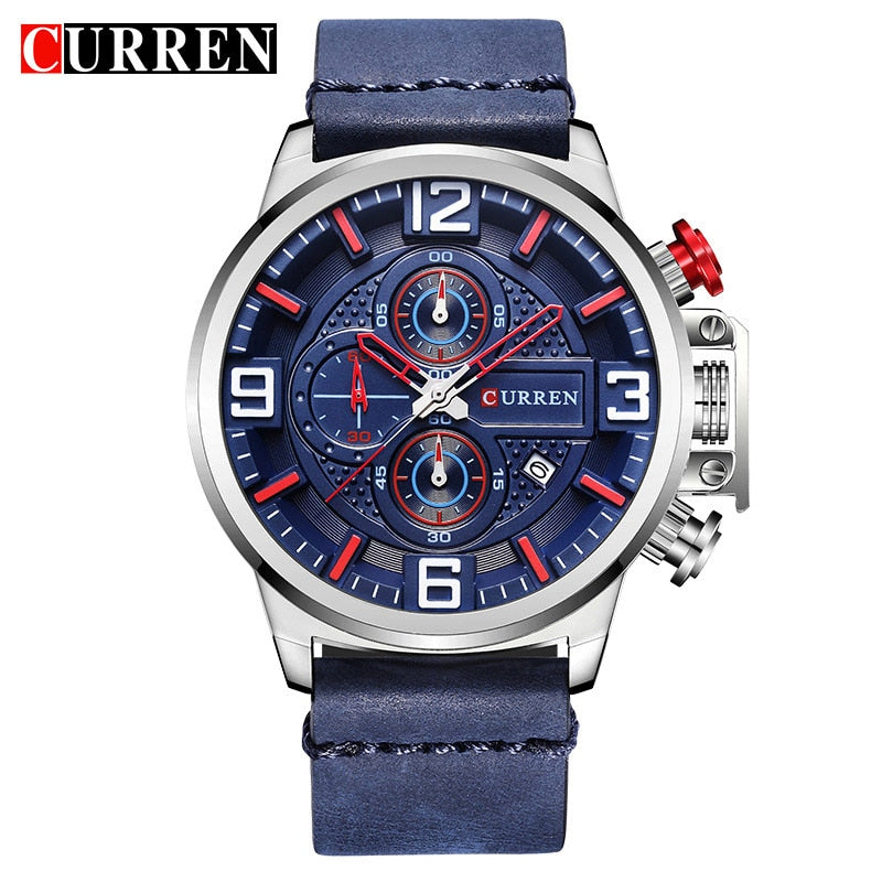 Men's Watch YSYH Brand Luxury Chronograph Quartz Sports Wristwatch High Quality Leather Strap Date Male Clock