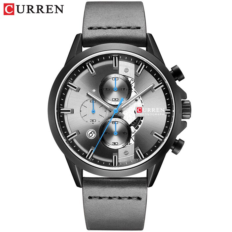 YSYH Luxury Chronograph Sports Men's Watch Casual Calendar Wristwatch with Leather Strap Male Clock