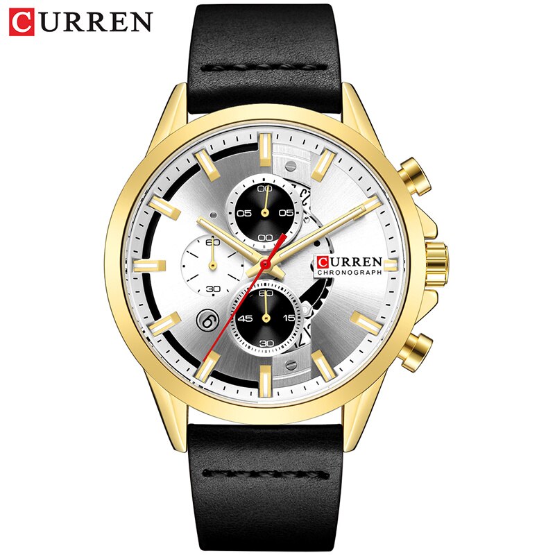 YSYH Luxury Chronograph Sports Men's Watch Casual Calendar Wristwatch with Leather Strap Male Clock