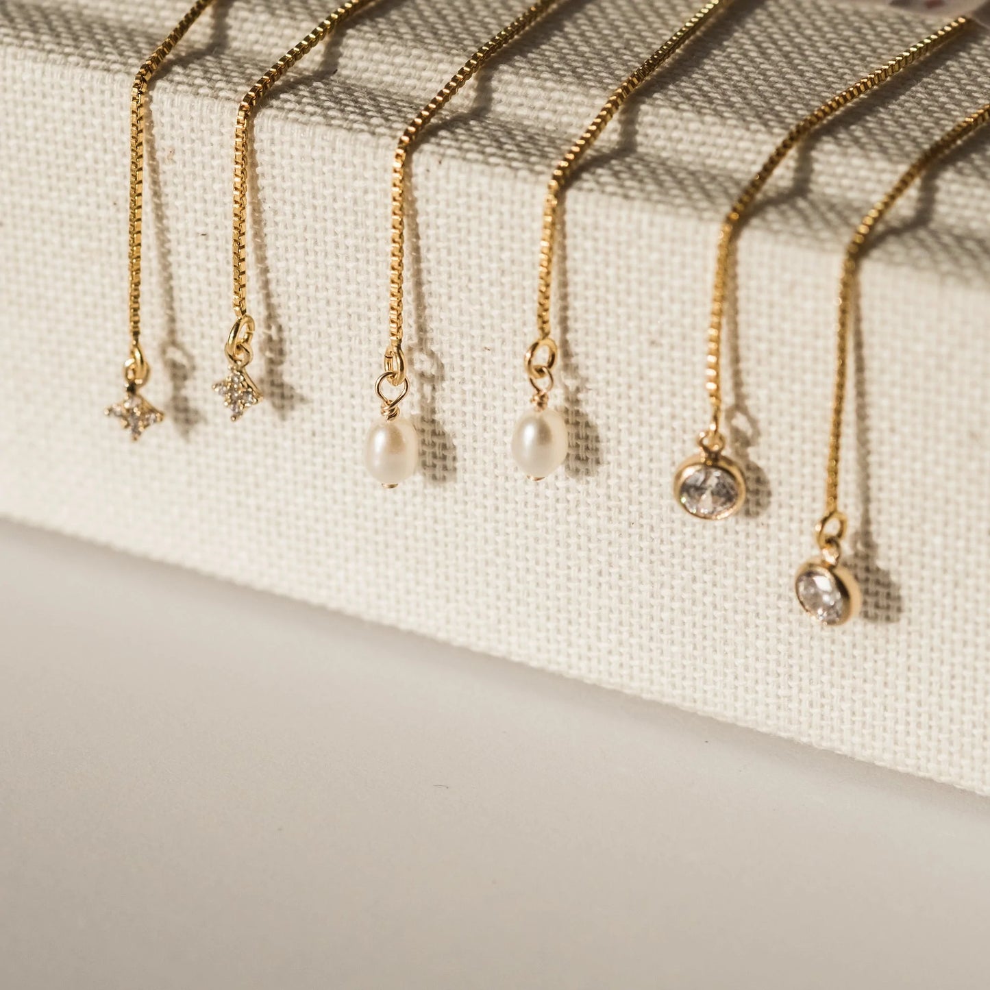 Pearl Drop Threader Earrings