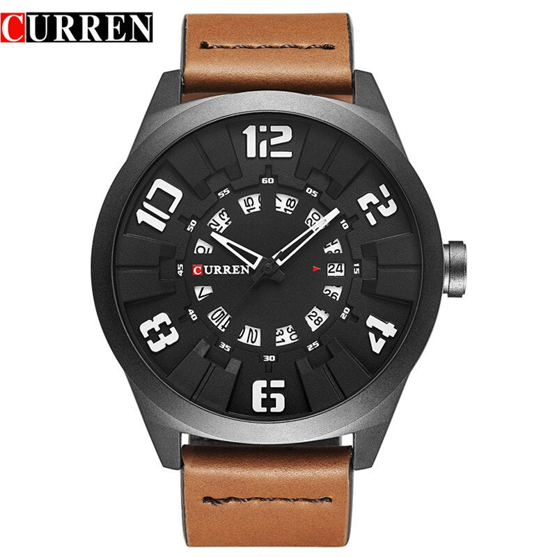 YSYH Luxury Brand Sports Wristwatch Display Date Men's Quartz Watch Leather Strap Waterproof Male Clock