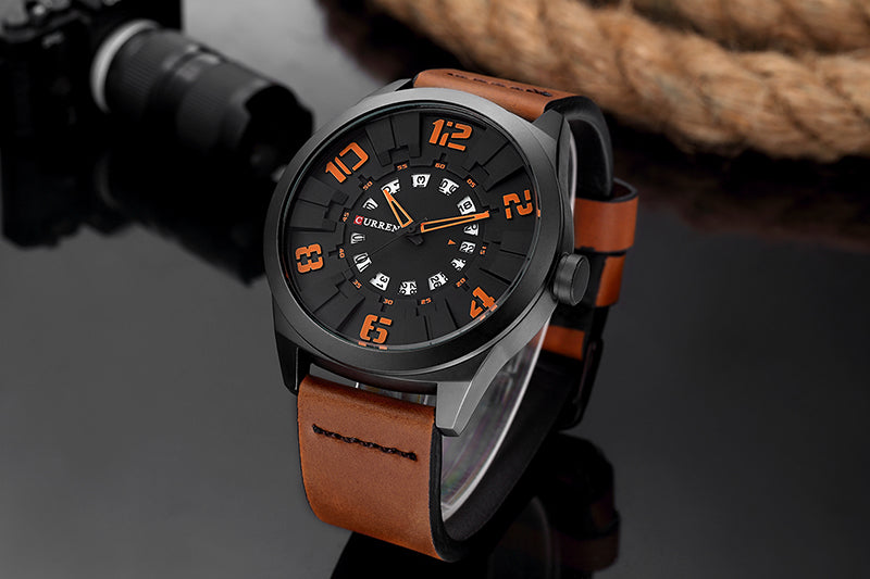 YSYH Luxury Brand Sports Wristwatch Display Date Men's Quartz Watch Leather Strap Waterproof Male Clock