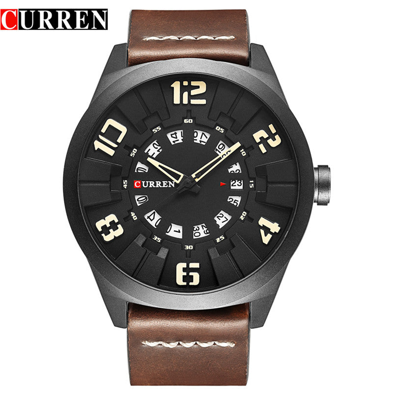 YSYH Luxury Brand Sports Wristwatch Display Date Men's Quartz Watch Leather Strap Waterproof Male Clock
