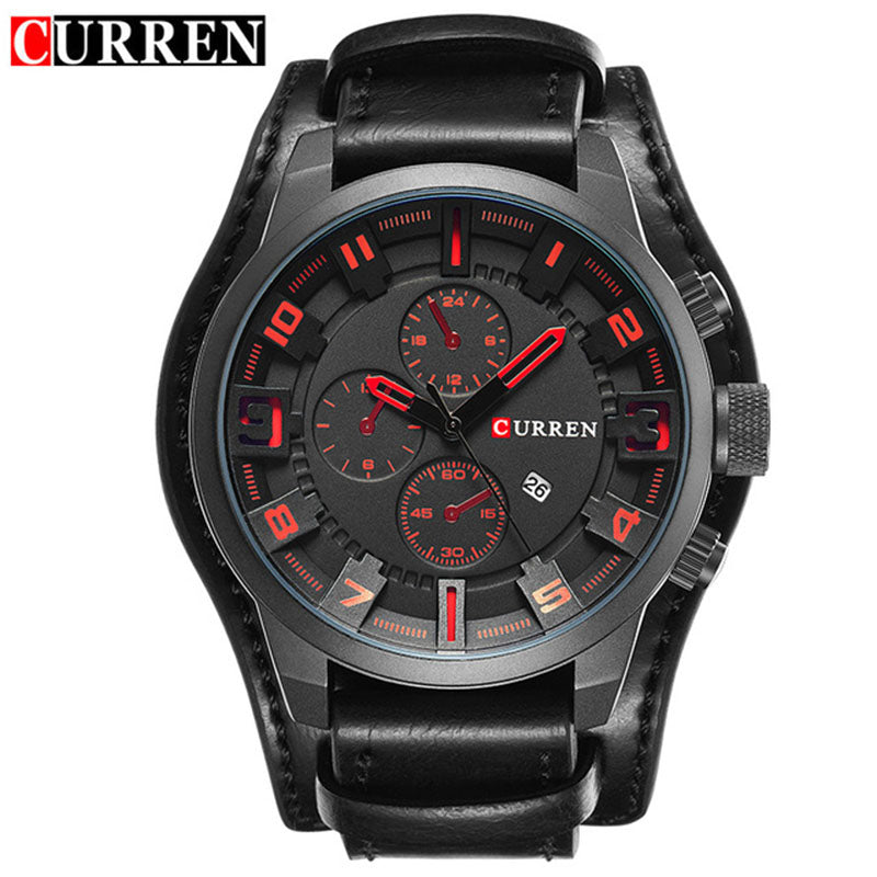 YSYH Watch Men Military Quartz Watch Luxury Leather Sports Wristwatch