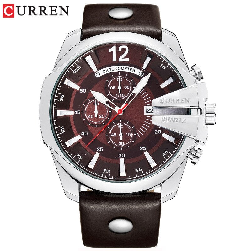 YSYH Luxury Leather Strap Sport Men Quartz Watch Military Male Clock