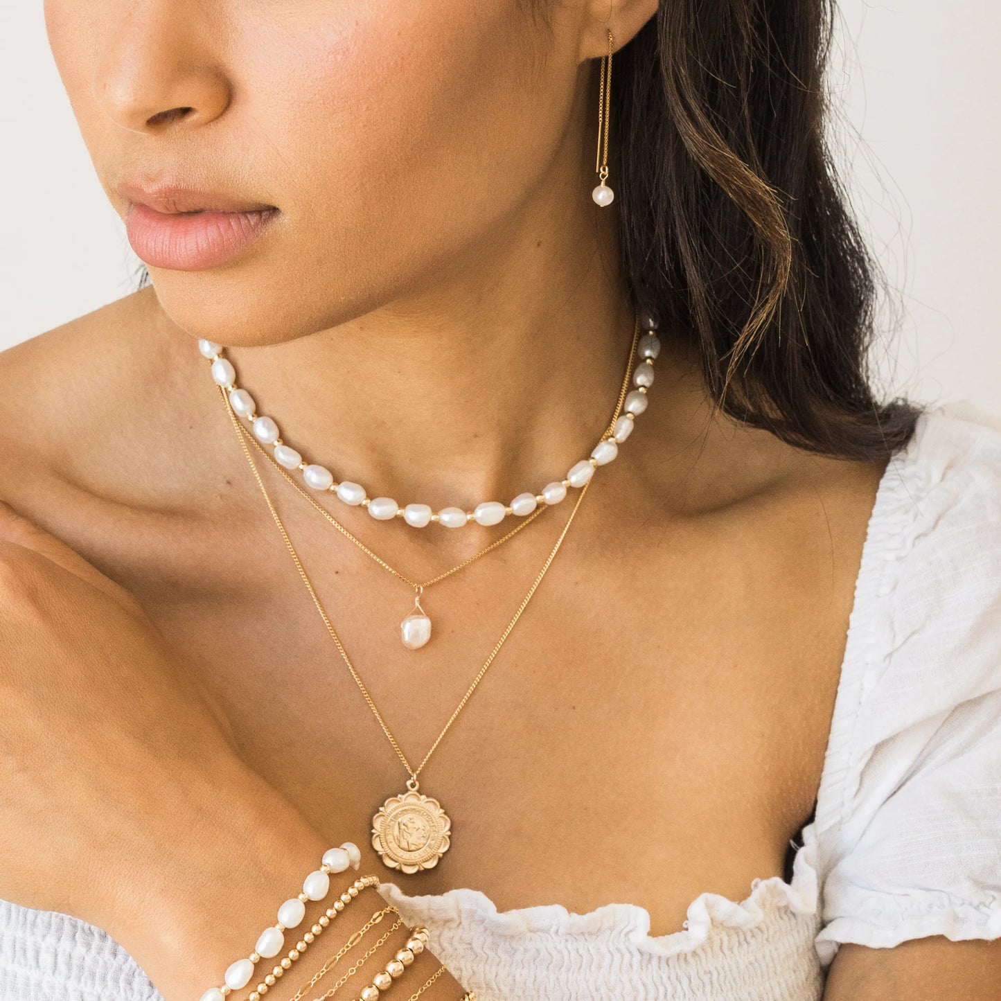 Pearl Threader Earrings
