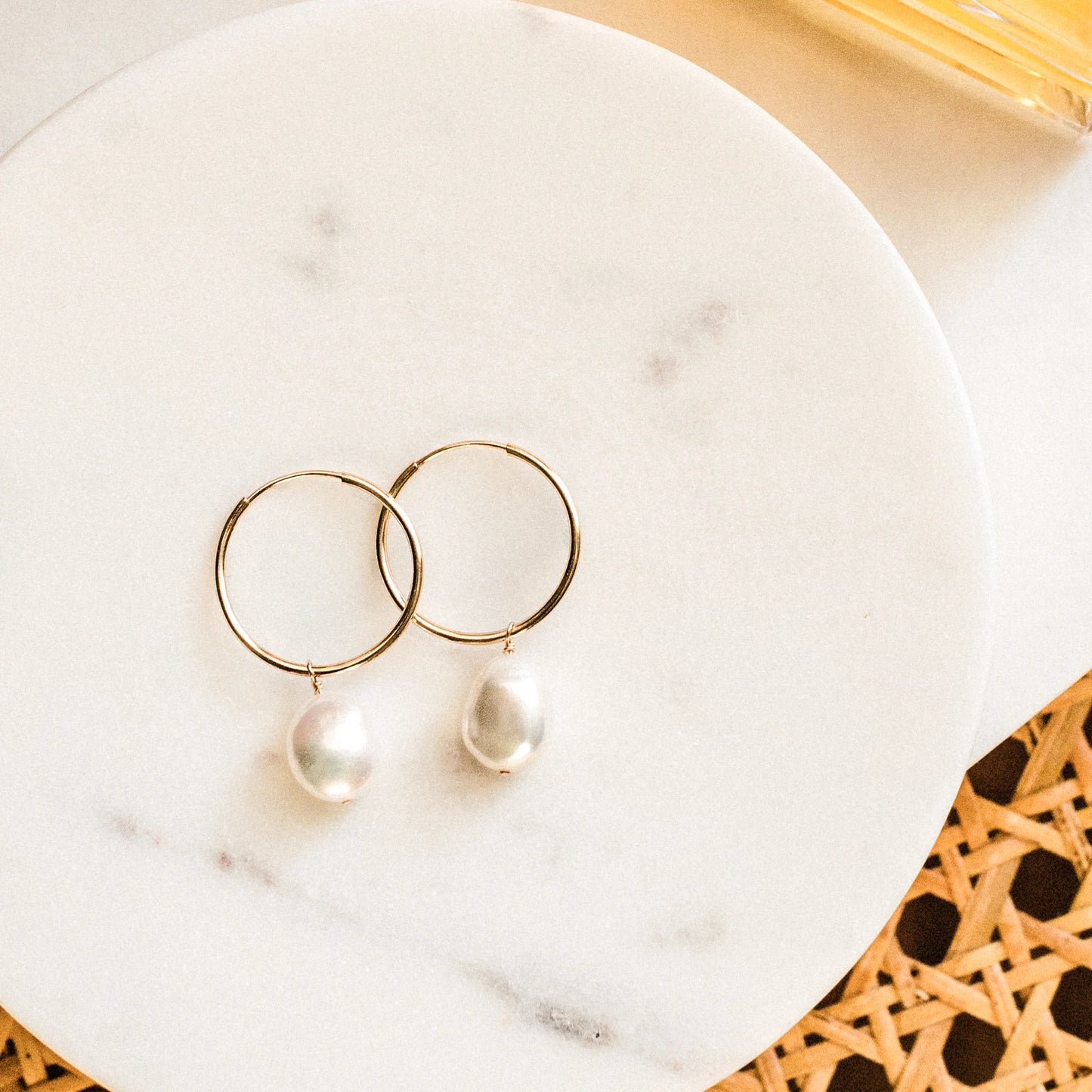 Baroque Pearl Hoop Earrings