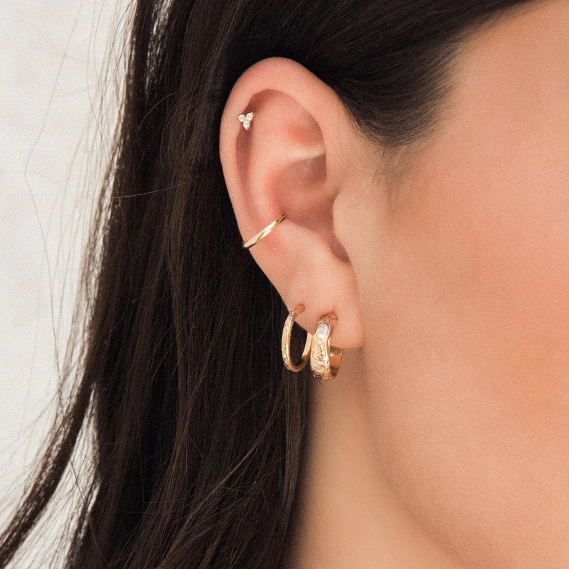 Thin Flower Hoop Earrings