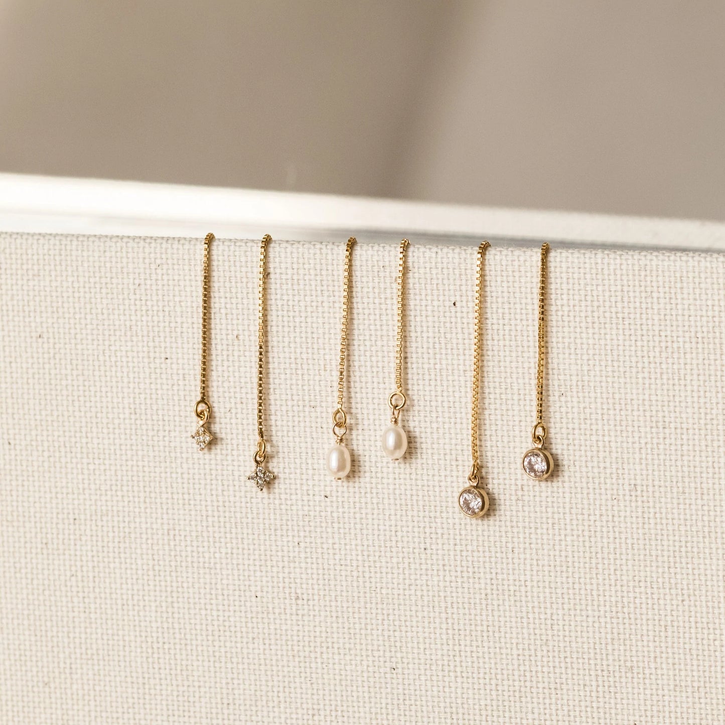 Tiny Solitaire Threader Earrings