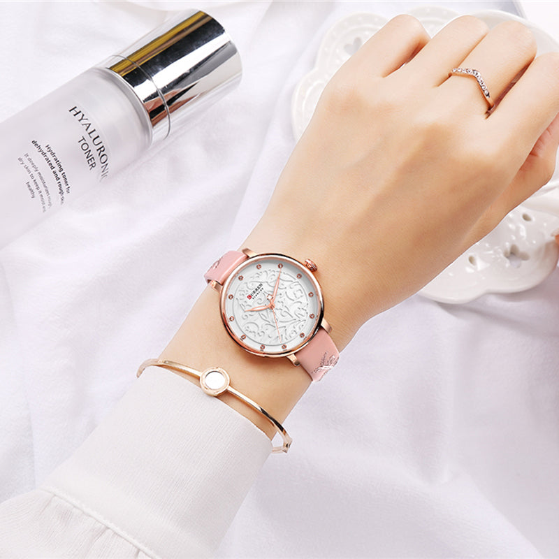 YSYH Women Watches Pink Leather Wristwatch with Rhinestone Ladies Clock Fashion Luxury Quartz Watch Relogio Feminino