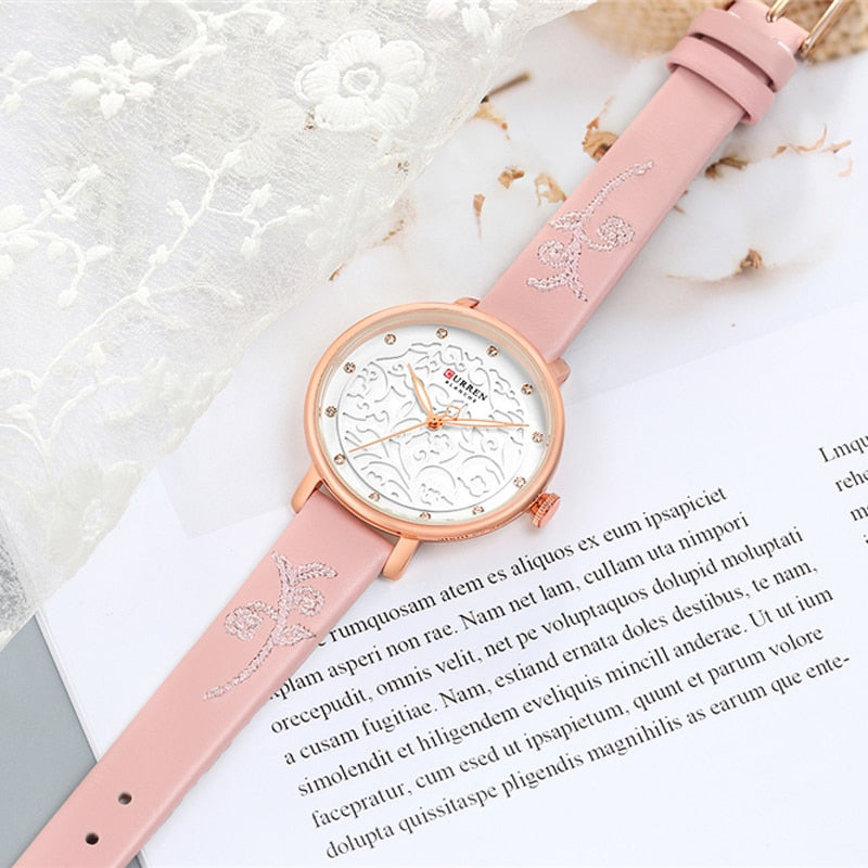 YSYH Women Watches Pink Leather Wristwatch with Rhinestone Ladies Clock Fashion Luxury Quartz Watch Relogio Feminino