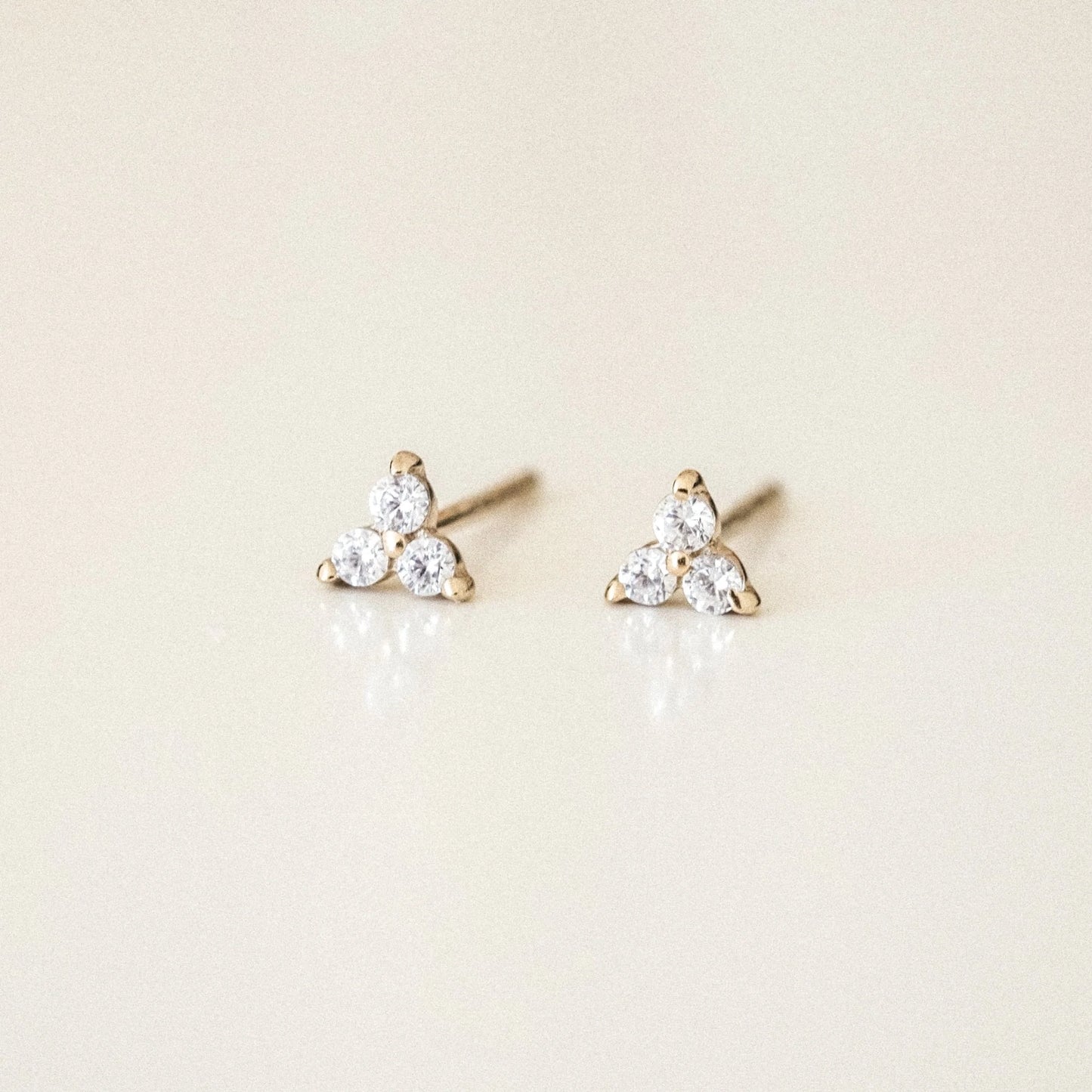Triple Diamond Stud Earrings