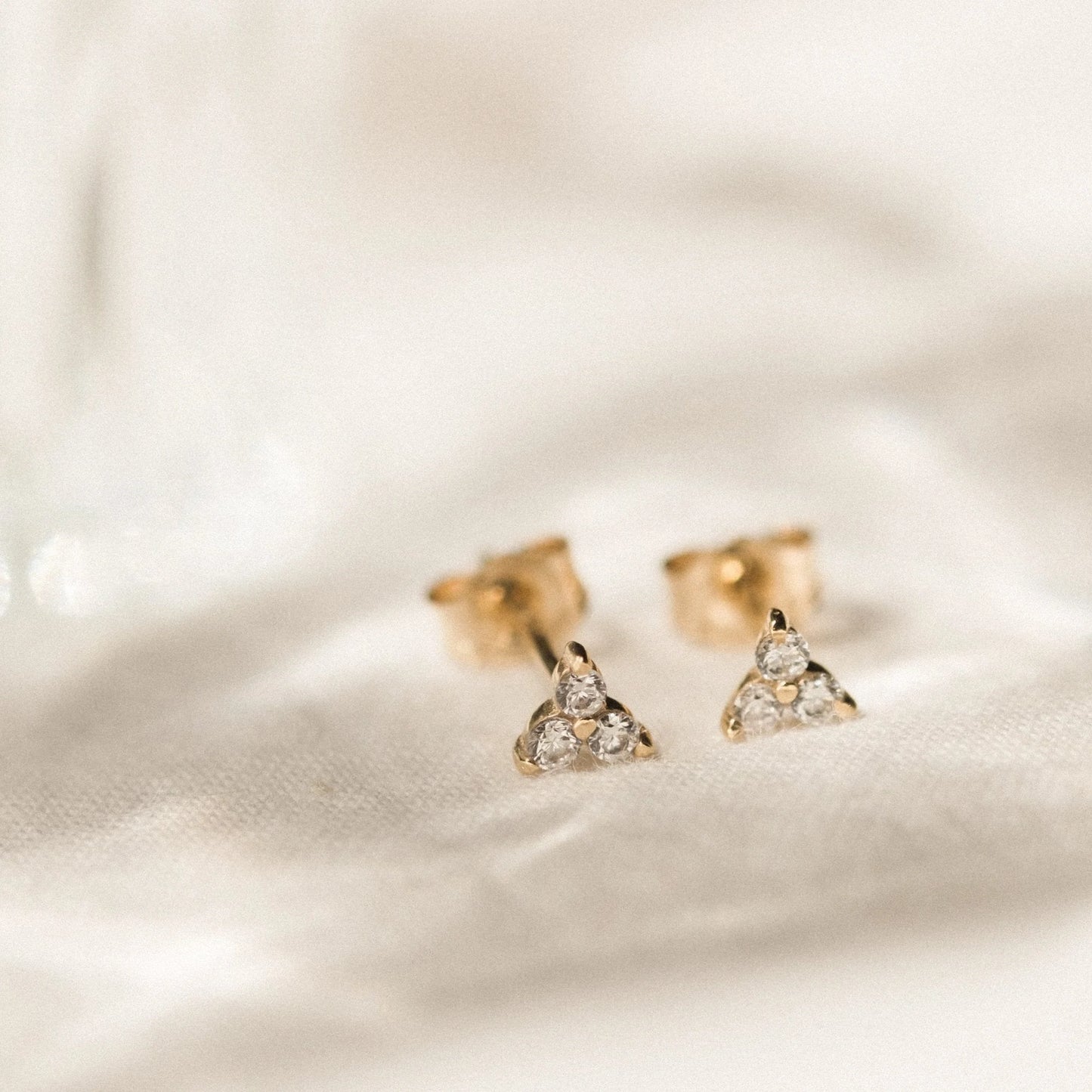 Triple Diamond Stud Earrings