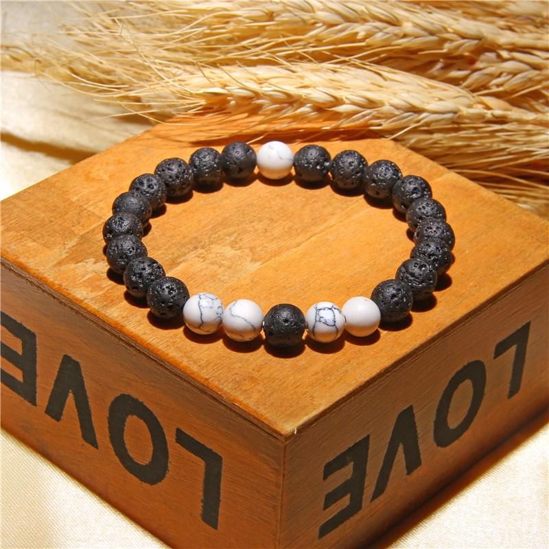 Lava Stone Bracelet Black Buddha chakra White Turquoised Beads Bracelet-Bracelet-Rossny