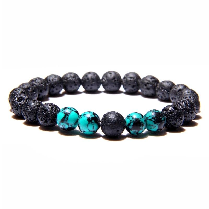 Lava Stone Bracelet Black Buddha chakra White Turquoised Beads Bracelet-Bracelet-Rossny