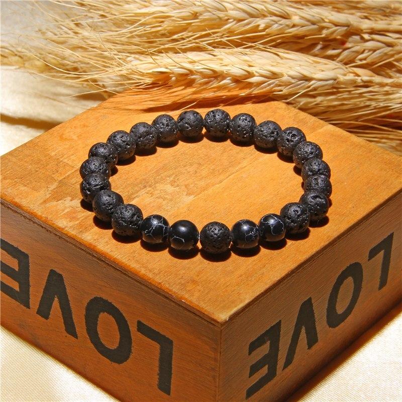 Lava Stone Bracelet Black Buddha chakra White Turquoised Beads Bracelet-Bracelet-Rossny