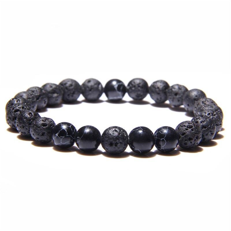 Lava Stone Bracelet Black Buddha chakra White Turquoised Beads Bracelet-Bracelet-Rossny