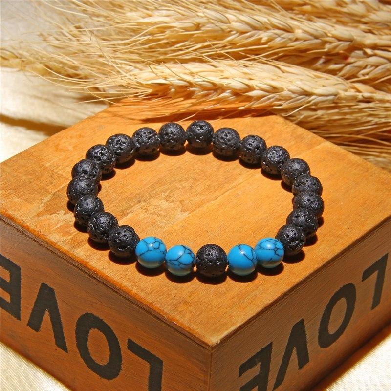 Lava Stone Bracelet Black Buddha chakra White Turquoised Beads Bracelet-Bracelet-Rossny