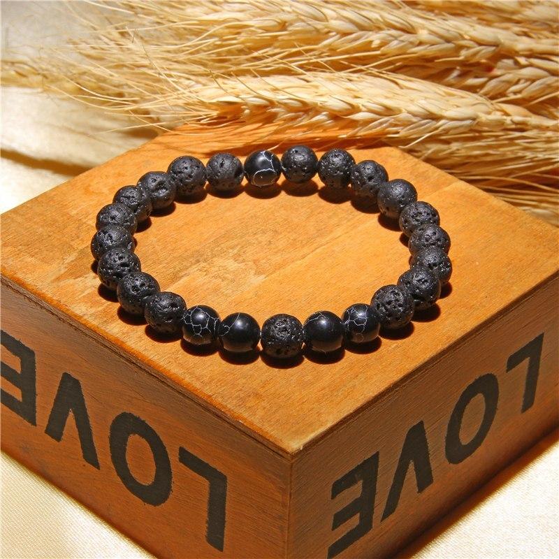 Lava Stone Bracelet Black Buddha chakra White Turquoised Beads Bracelet-Bracelet-Rossny