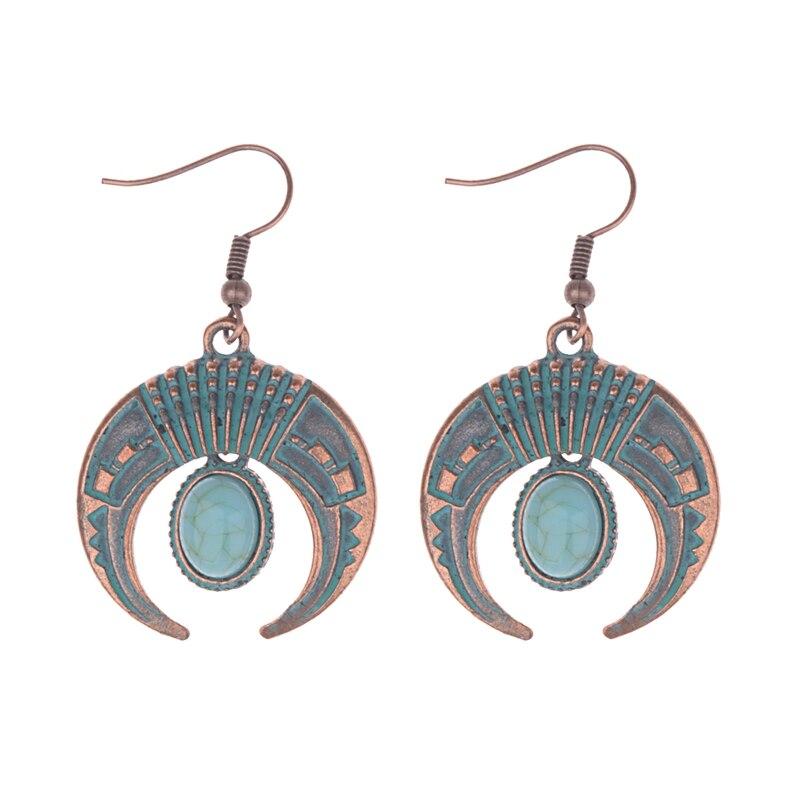 Turquoises Antique Dangles Earrings-Earrings-Rossny