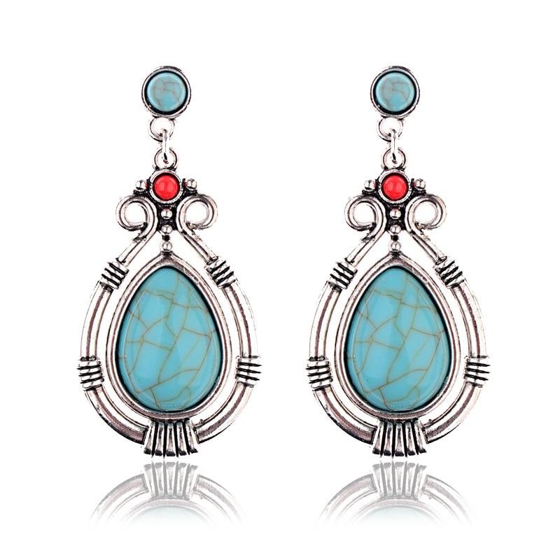 Turquoises Antique Dangles Earrings-Earrings-Rossny